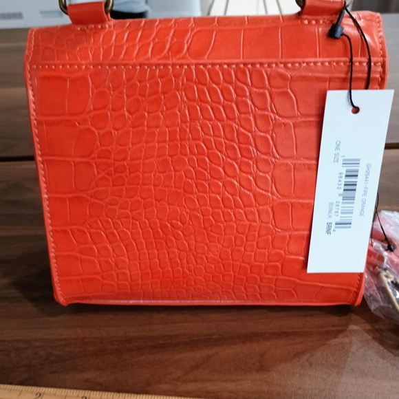 Vibrant Orange Crocodile-Embossed Mini Bag - Picture 5 of 7